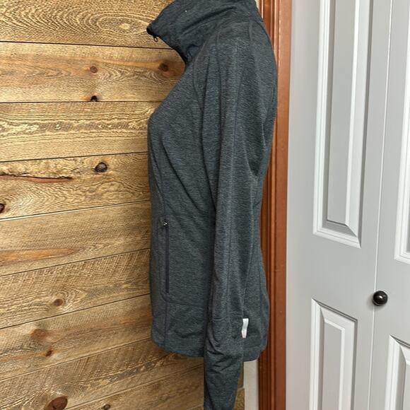 Zella Full Zip Jacket Gray Mock Neck Long Sleeve Size Medium - Picture 2 of 6